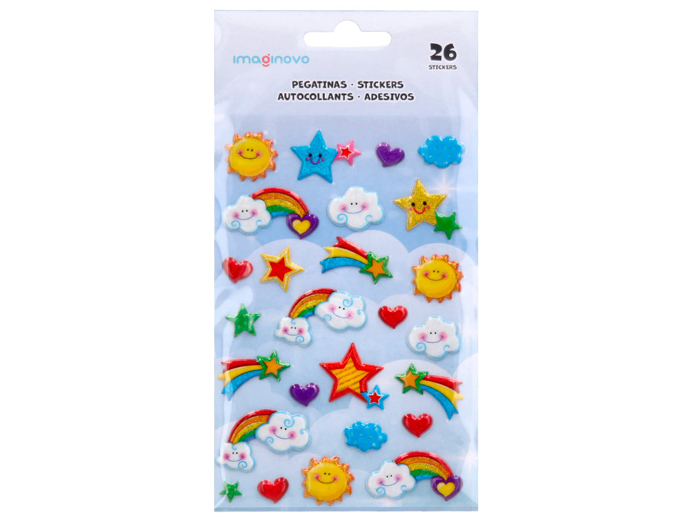 AUTOCOLANTES IMAGINOVO ARCO-IRIS MAGIC DREAMS COM RELEVO 190X105 MM EM BLISTER
