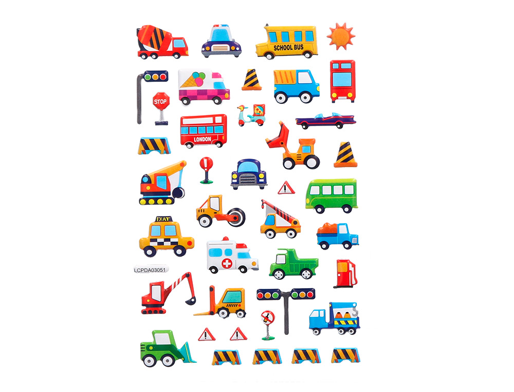 AUTOCOLANTES IMAGINOVO KIDS CARROS COM RELEVO 190X105 MM EM BLISTER