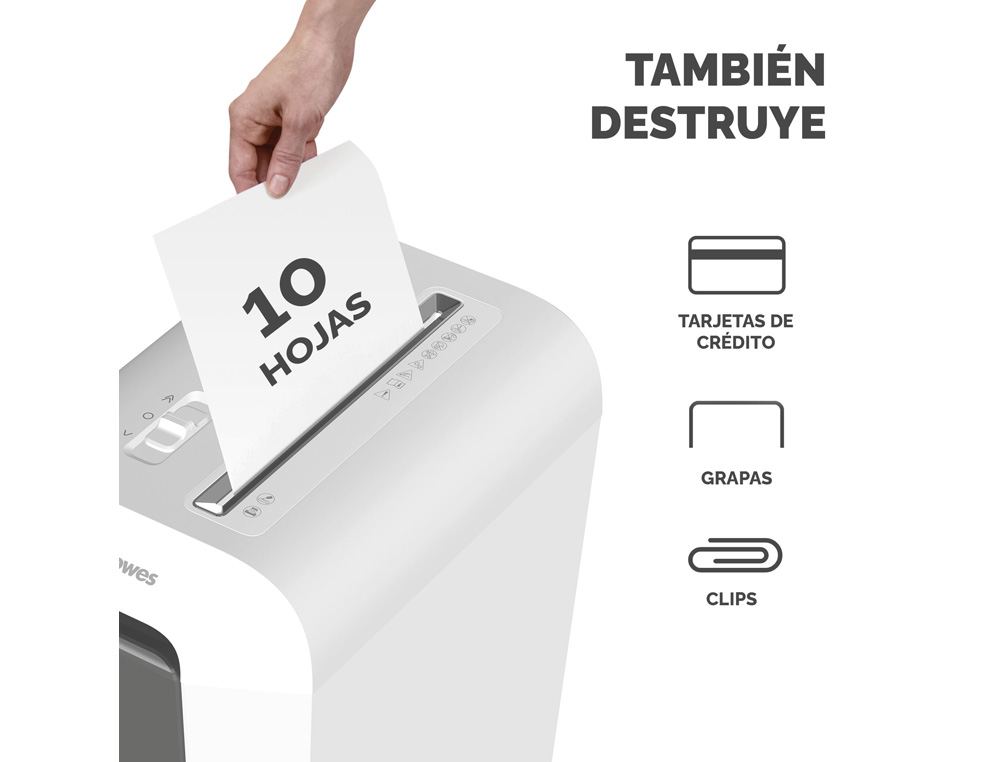 DESTRUIDORA DE DOCUMENTOS FELLOWES LX65 CAPACIDADE 10F SEGURANCA P4 DESTROI AGRAFES CLIPS E CARTOES