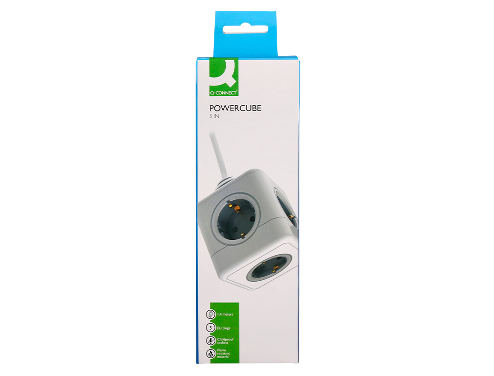EXTENSAO Q-CONNECT EM CUBO MULTIPLA 5 EM 1 CABO DE 1,4 MT 5 TOMADAS DE CORRENTE 75X75X112MM