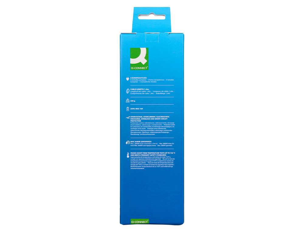 EXTENSAO Q-CONNECT EM CUBO MULTIPLA 5 EM 1 CABO DE 1,4 MT 5 TOMADAS DE CORRENTE 75X75X112MM