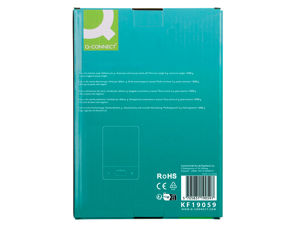 BALANCA PRECISAO Q-CONNECT DIGITAL COM ECRA LCD PRECISAO 1 GR CAPACIDADE DE 5 GR A 15 KG 240X170X17,5MM