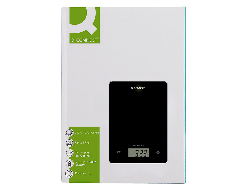 BALANCA PRECISAO Q-CONNECT DIGITAL COM ECRA LCD PRECISAO 1 GR CAPACIDADE DE 5 GR A 15 KG 240X170X17,5MM