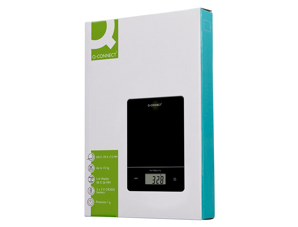 BALANCA PRECISAO Q-CONNECT DIGITAL COM ECRA LCD PRECISAO 1 GR CAPACIDADE DE 5 GR A 15 KG 240X170X17,5MM