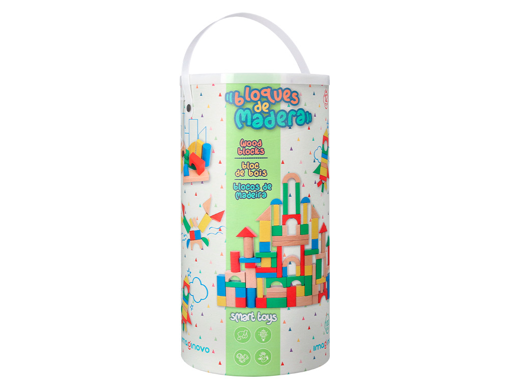JOGO INFANTIL IMAGINOVO MADEIRA CONSTRUCAO DE BLOCOS +12 MESES 100 PECAS 29X29X3,5CM