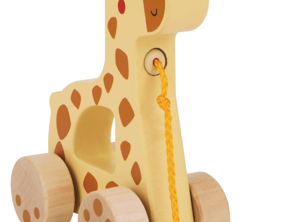 JOGO INFANTIL IMAGINOVO MADEIRA GIRAFA PARA ARRASTAR COM RODAS +12 MESES 16X12X5,4CM