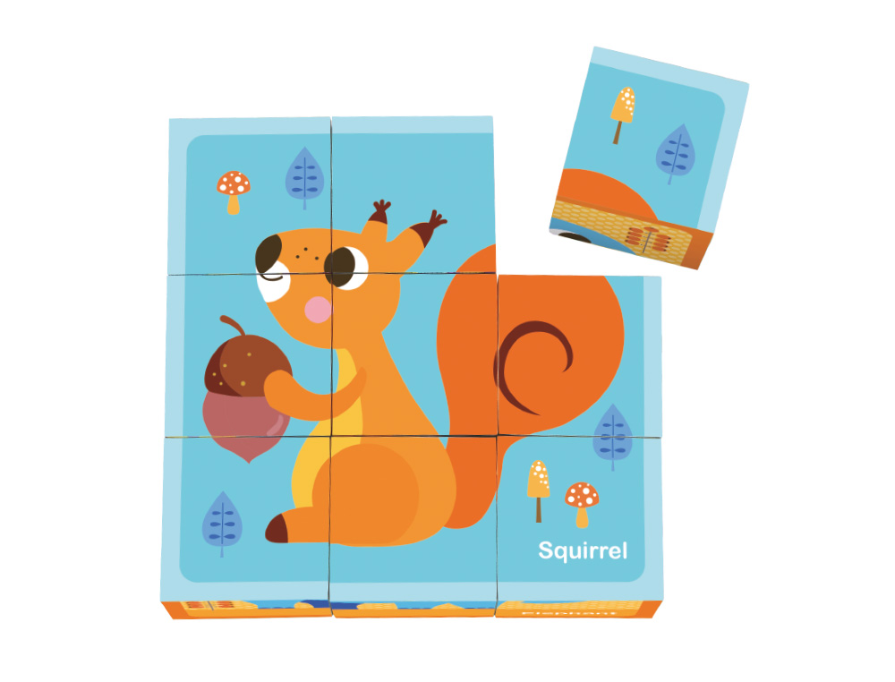 PUZZLE INFANTIL IMAGINOVO MADEIRA CUBOS DE ANIMAIS +24 MESES 15 PECAS INCLUI 12 PADROES 22X22X6,4CM