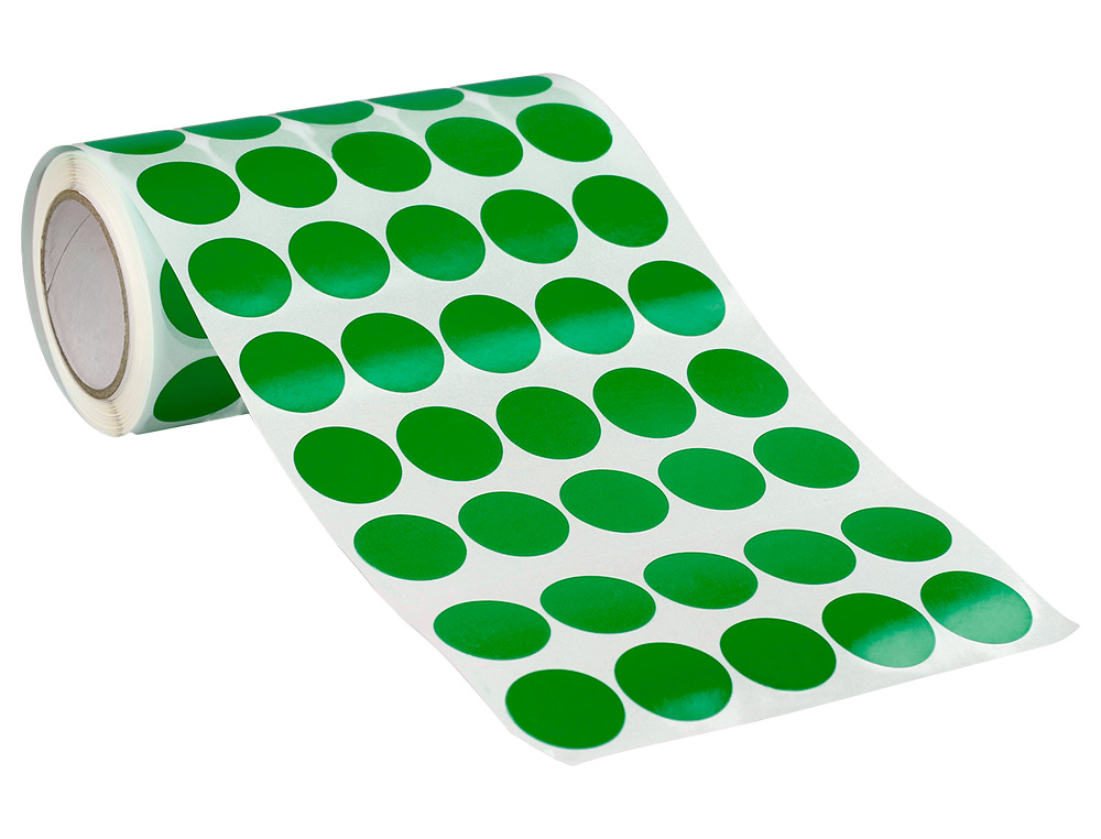 ETIQUETAS ESCOLAR LIDERPAPEL AUTOADESIVAS CIRCULOS 20 MM VERDE ROLO DE 2000 UNIDADES EM CAIXA DE CARTAO