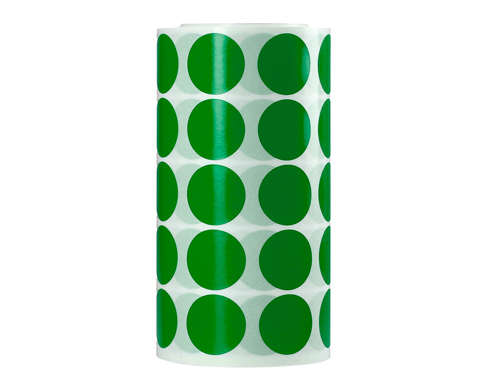 ETIQUETAS ESCOLAR LIDERPAPEL AUTOADESIVAS CIRCULOS 20 MM VERDE ROLO DE 2000 UNIDADES EM CAIXA DE CARTAO