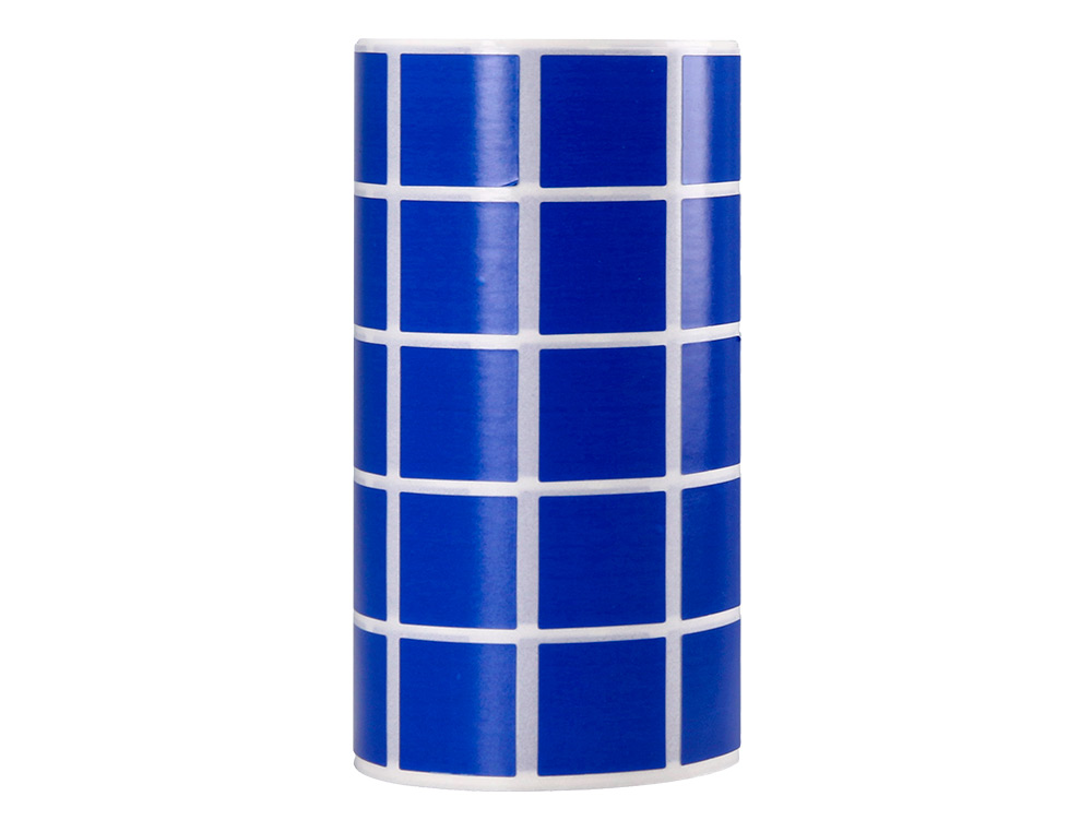 ETIQUETAS ESCOLAR LIDERPAPEL AUTOADESIVAS QUADRADO 20X20 MM AZUL ROLO DE 2000 UNIDADES EM CAIXA DE CARTAO