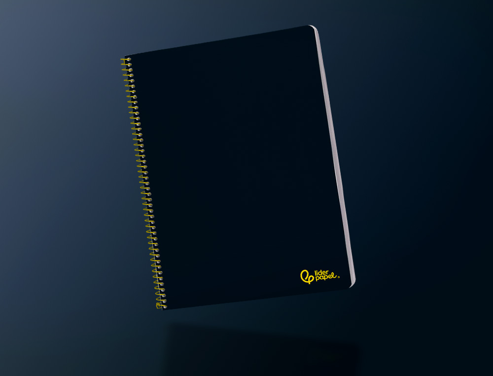 CADERNO ESPIRAL LIDERPAPEL SMART DIN A4 CAPA SUAVE 80 F 75GR PAUTADO COM MARGEM COR PRETO