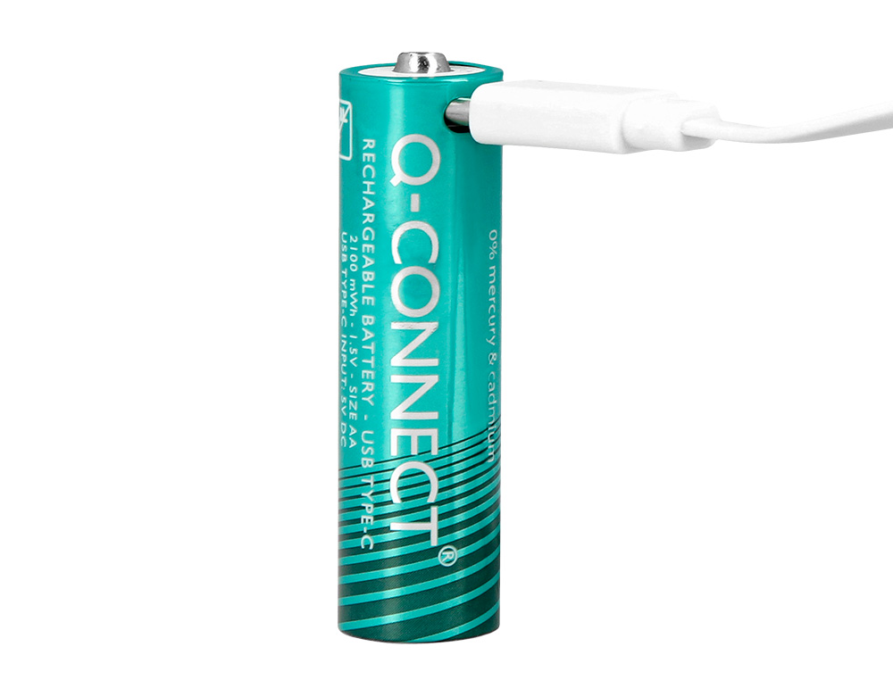 PILHA Q-CONNECT AAA RECARREGAVEL POR USB-C BLISTER DE 4 UNIDADES