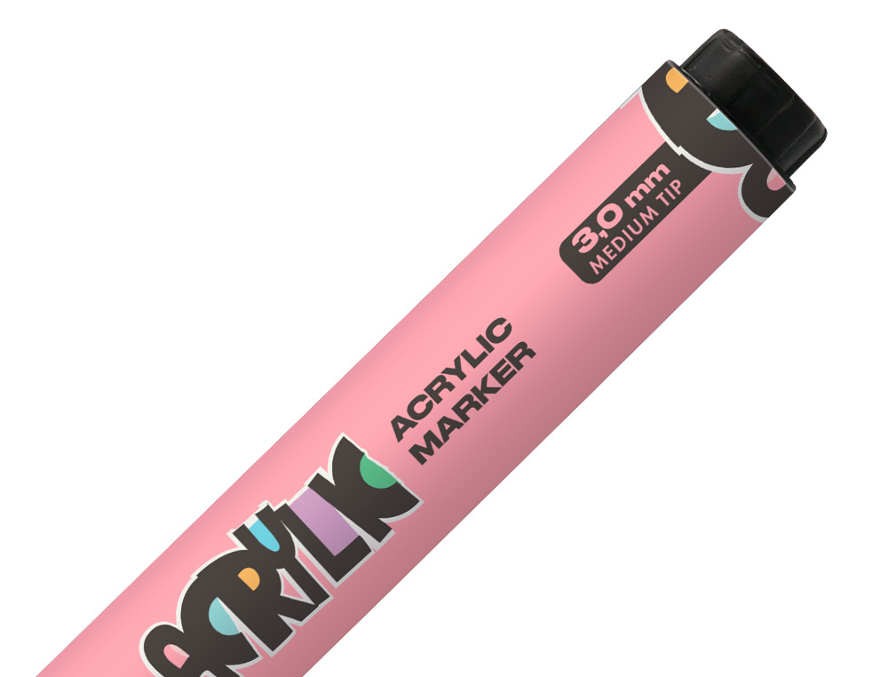 MARCADOR LIDERPAPEL ACRYLIC BASE AGUA TODO TIPO DE SUPERFICIE PONTA REDONDA 3 MM ROSA SAKURA