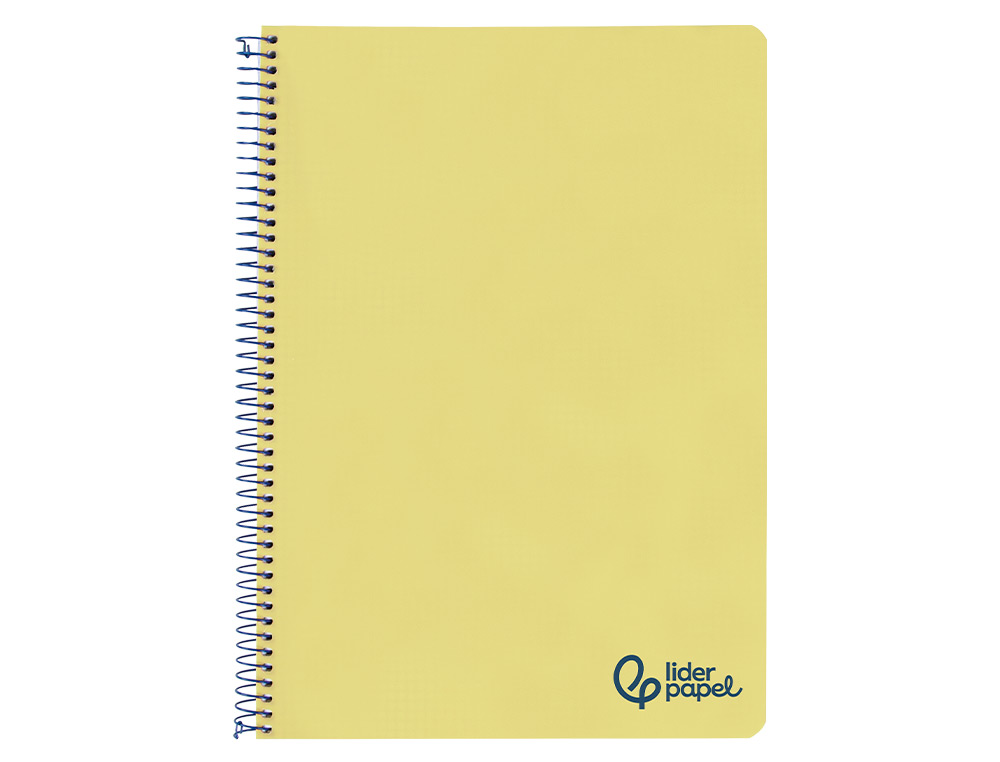 CADERNO ESPIRAL LIDERPAPEL WONDER DIN A4 CAPA PLASTICO 80F 90GR PAUTADO COM MARGEM COR AMARELO