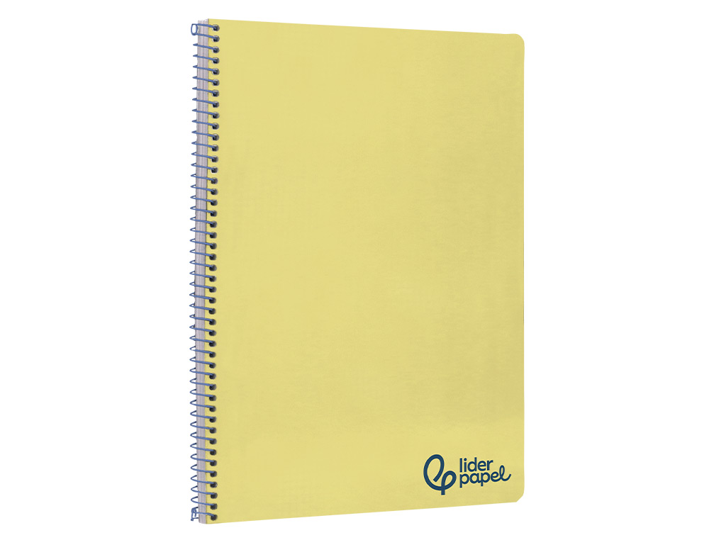 CADERNO ESPIRAL LIDERPAPEL WONDER DIN A4 CAPA PLASTICO 80F 90GR PAUTADO COM MARGEM COR AMARELO