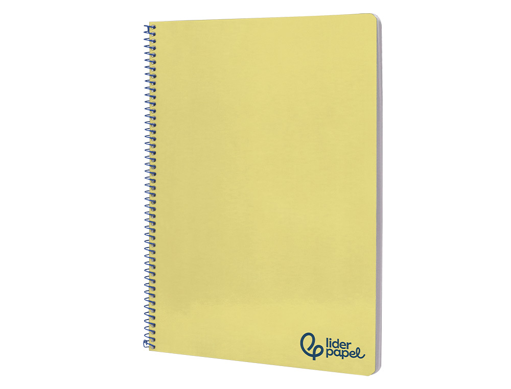 CADERNO ESPIRAL LIDERPAPEL WONDER DIN A4 CAPA PLASTICO 80F 90GR PAUTADO COM MARGEM COR AMARELO