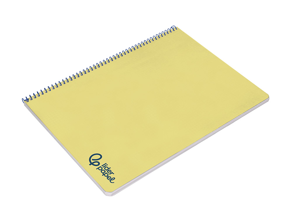 CADERNO ESPIRAL LIDERPAPEL WONDER DIN A4 CAPA PLASTICO 80F 90GR PAUTADO COM MARGEM COR AMARELO