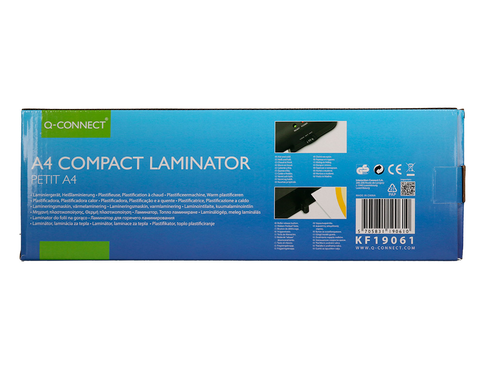 PLASTIFICADORA Q-CONNECT COMPACTA KF19061 DIN A4 PLASTIFICADO QUENTE/FRIO LUZES READY/POWER 2 ROLOS