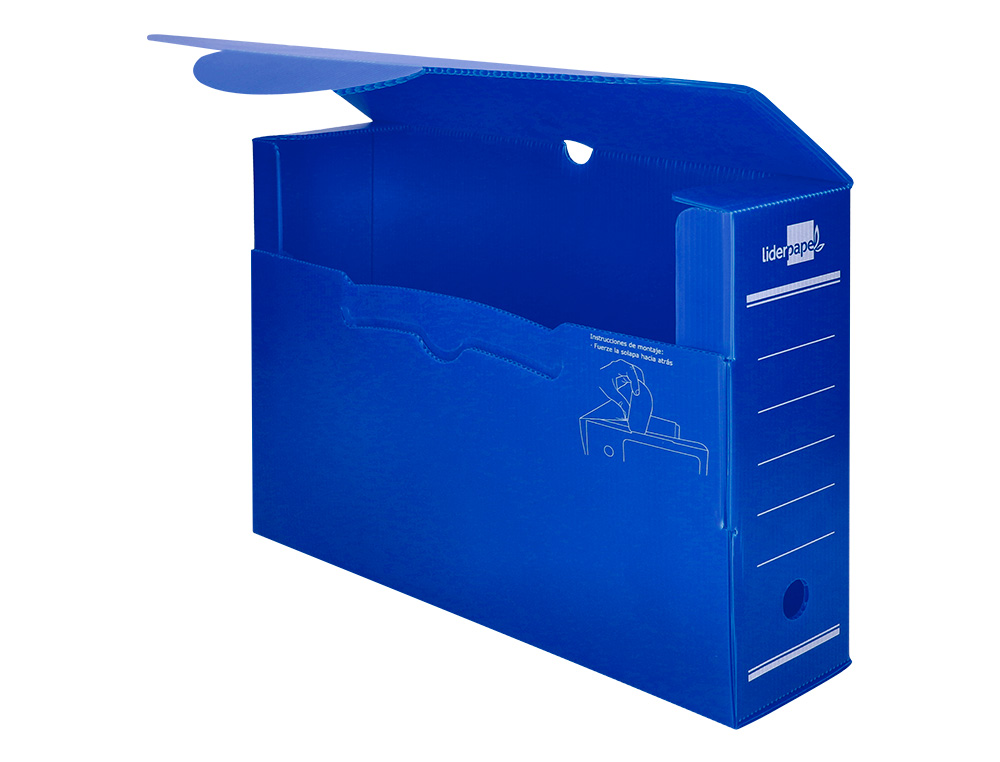 CAIXA PARA ARQUIVO MORTO LIDERPAPEL EM POLIPROPILENO AZUL FORMATO 360X260X100 MM