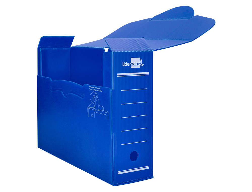 CAIXA PARA ARQUIVO MORTO LIDERPAPEL EM POLIPROPILENO AZUL FORMATO 360X260X100 MM