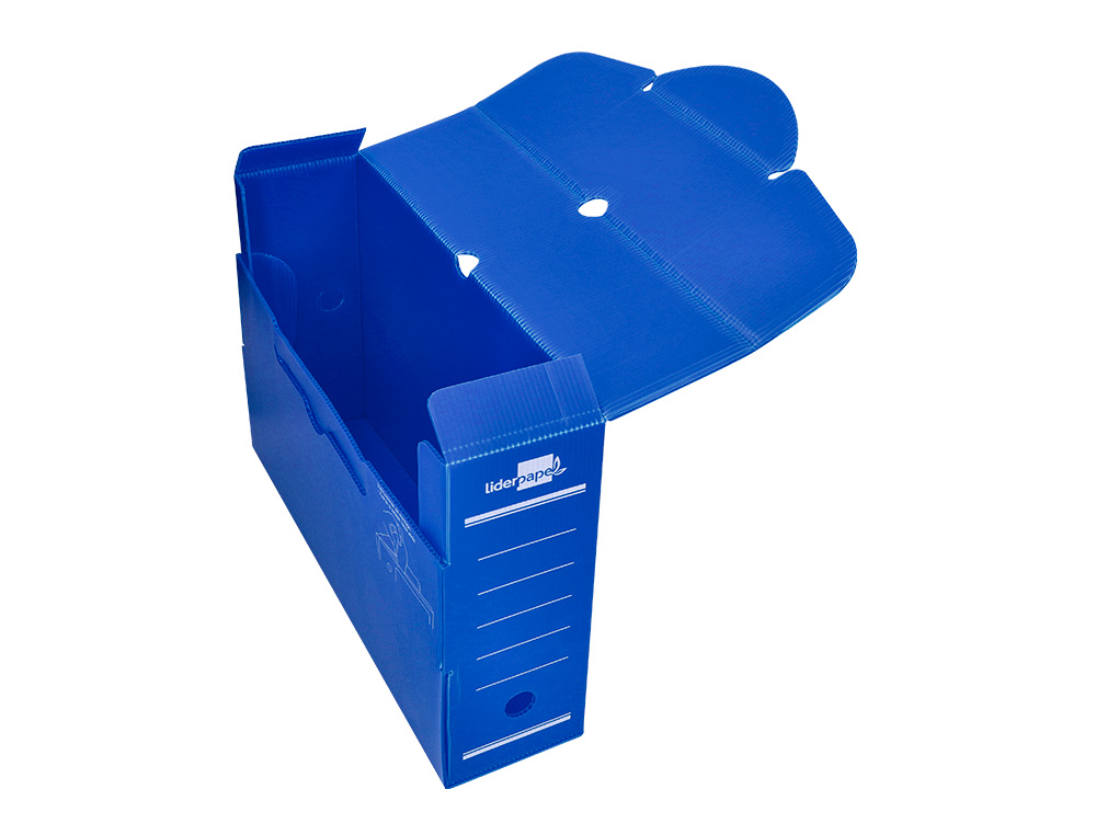 CAIXA PARA ARQUIVO MORTO LIDERPAPEL EM POLIPROPILENO AZUL FORMATO 360X260X100 MM