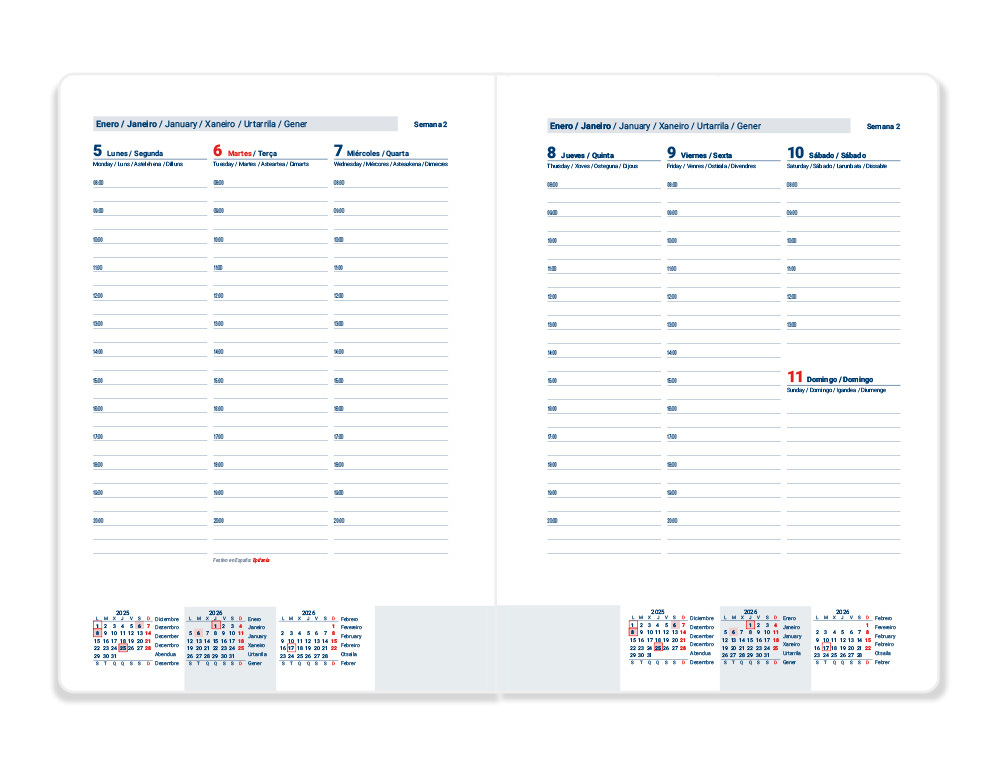 AGENDA ESPIRAL LIDERPAPEL CLASSIC A5 2026 SEMANA VISTA PRETO PAPEL 70 GR FSC