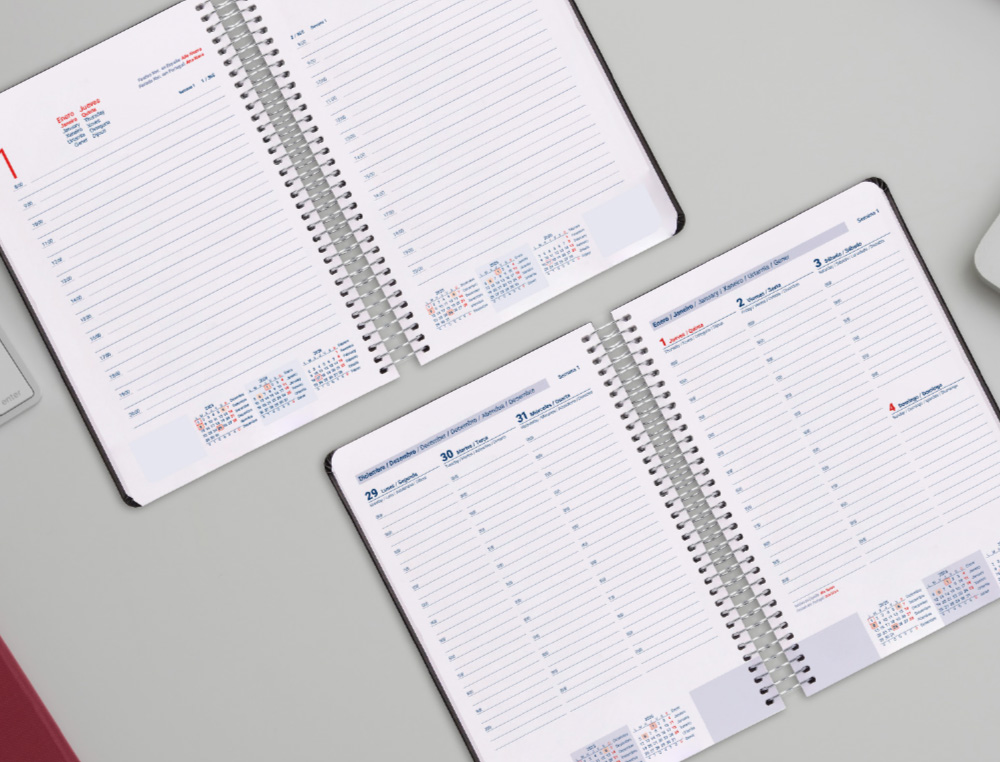 AGENDA ESPIRAL LIDERPAPEL CLASSIC A5 2026 SEMANA VISTA PRETO PAPEL 70 GR FSC