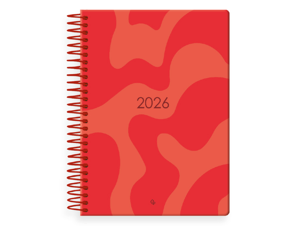 AGENDA ESPIRAL LIDERPAPEL SYROS 15X21 2026 DIA PAGINA VERMELHO PAPEL 60 GR FSC