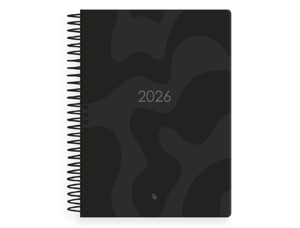 AGENDA ESPIRAL LIDERPAPEL SYROS 15X21 2026 DIA PAGINA CINZA PAPEL 60 GR FSC
