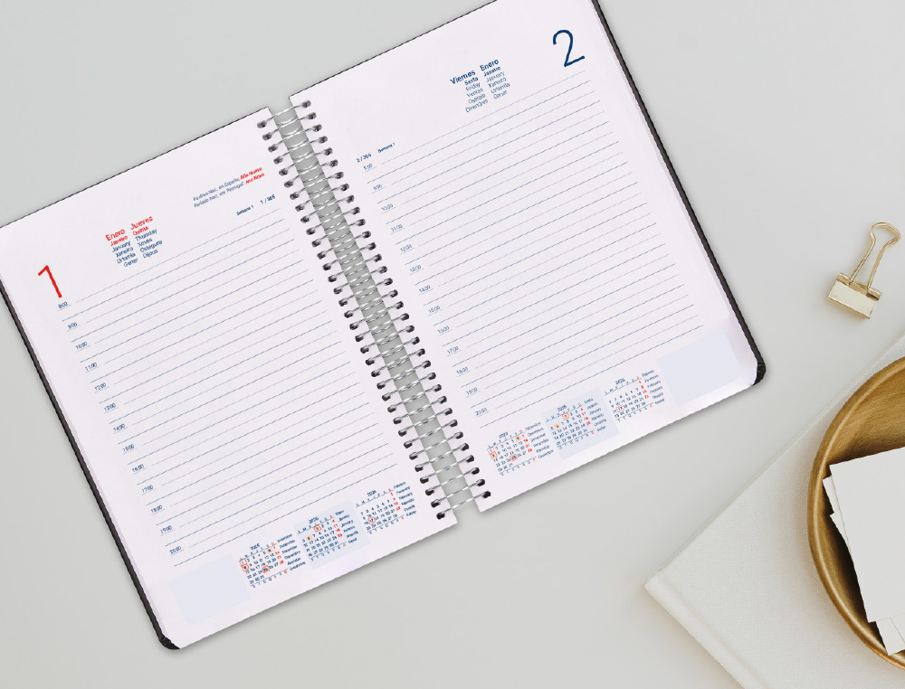 AGENDA ESPIRAL LIDERPAPEL SYROS 15X21 2026 DIA PAGINA CINZA PAPEL 60 GR FSC