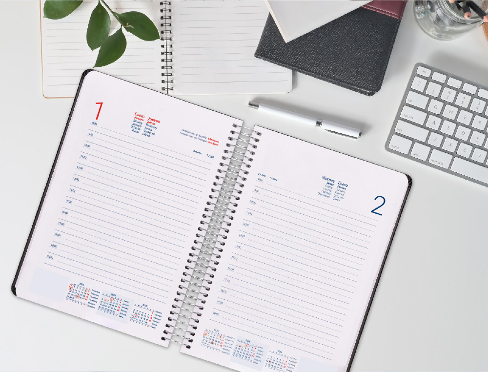 AGENDA ESPIRAL LIDERPAPEL OLBIA A4 2026 DIA PAGINA VERMELHO PAPEL 60 GR FSC