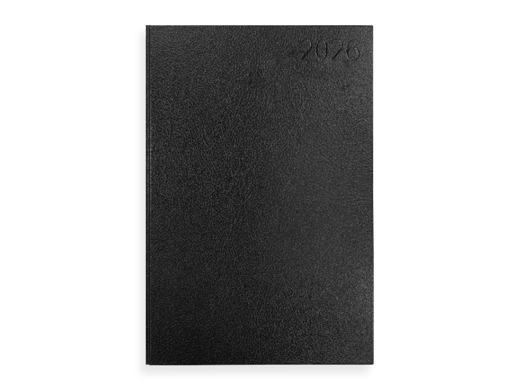 AGENDA ENCADERNADA LIDERPAPEL CORFU A6 2026 DIA PAGINA PRETO PAPEL 60 GR FSC