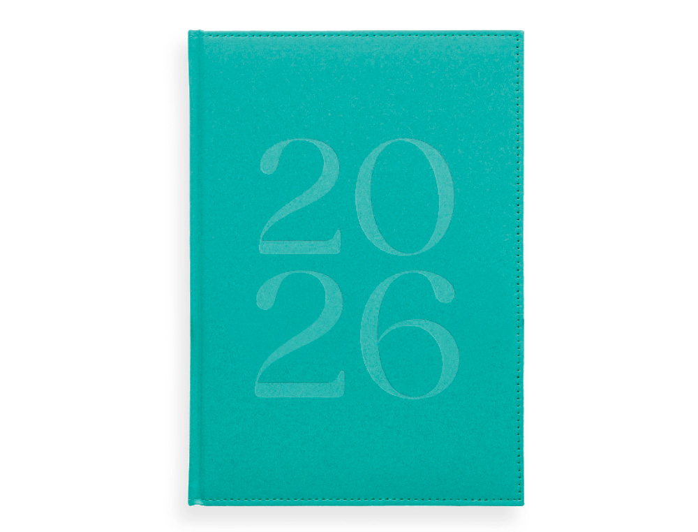 AGENDA ENCADERNADA LIDERPAPEL CRETA 15X21 2026 SEMANA VISTA TURQUESA PAPEL 70 GR FSC