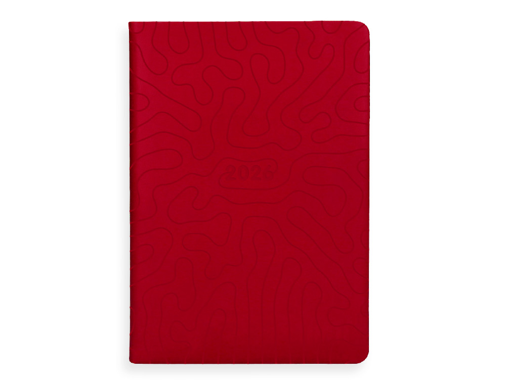 AGENDA ENCADERNADA LIDERPAPEL LIPSI A5 2026 DIA PAGINA VERMELHO PAPEL 70 GR FSC