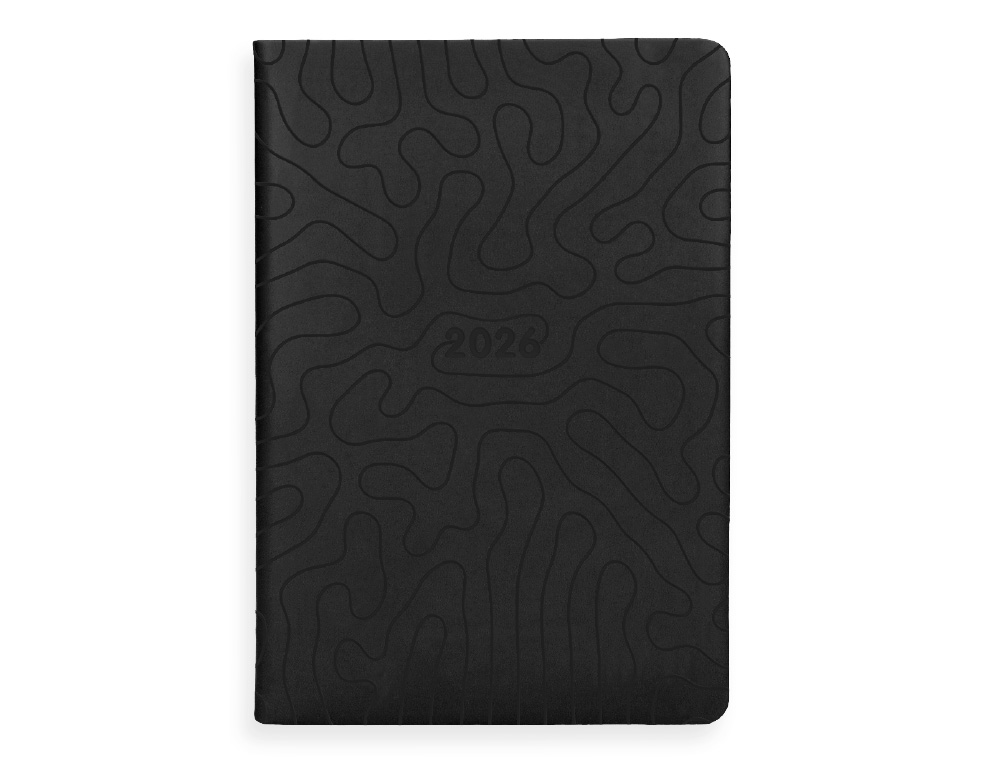 AGENDA ENCADERNADA LIDERPAPEL LIPSI A5 2026 DIA PAGINA PRETO PAPEL 70 GR FSC