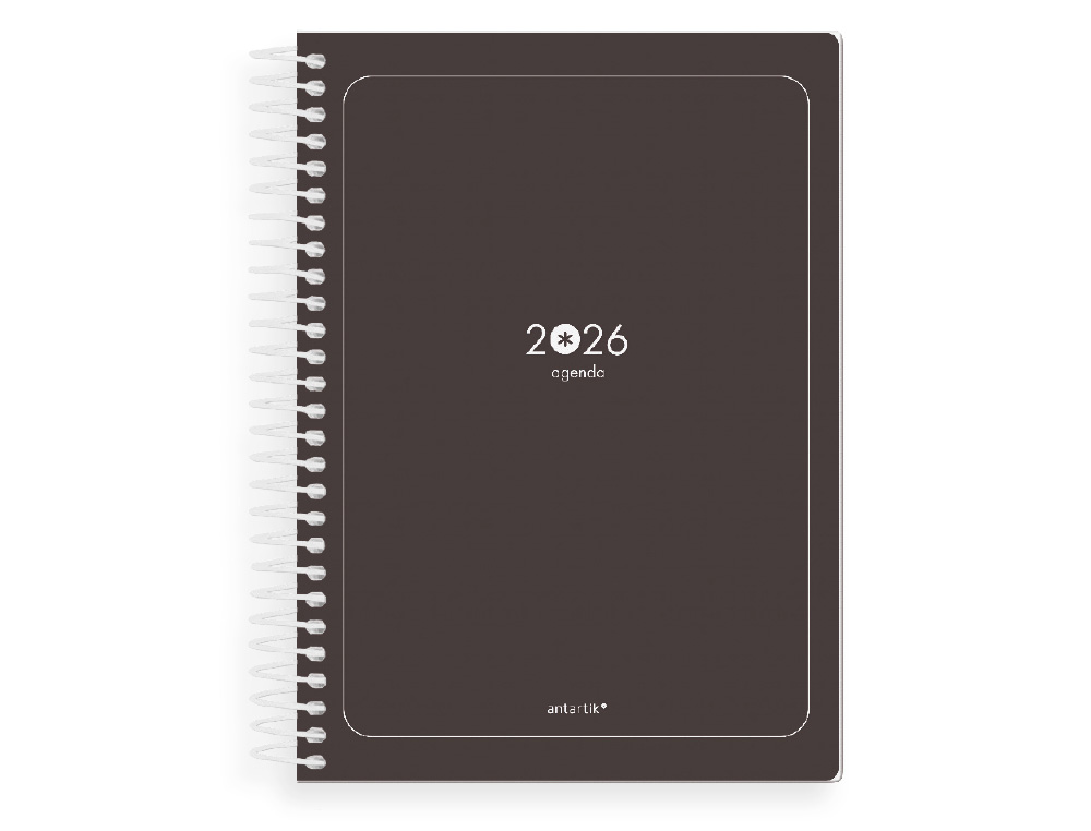 AGENDA ESPIRAL ANTARTIK ESSENTIALS A5+ 2026 DIA PAGINA PRETO PAPEL 80 GR FSC