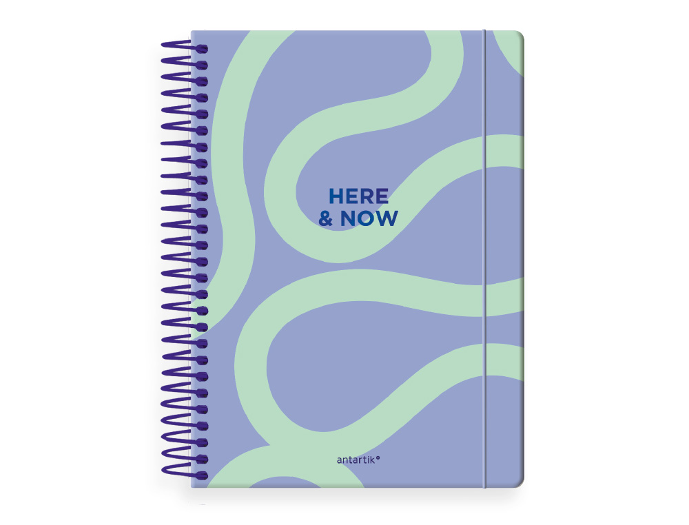 AGENDA ESPIRAL ANTARTIK HERE AND NOW A5+ 2026 DIA PAGINA ROXO PAPEL 80 GR FSC