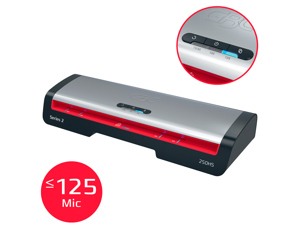PLASTIFICADORA GBC 250HS OFFICE DIN A3 APAGAR AUTOMATICO 2 ROLOS AT 125 MICRONS