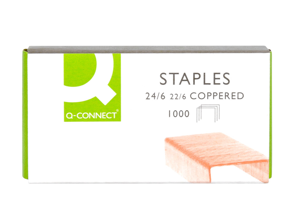 AGRAFES Q-CONNECT COBREADOS 22/6 CAIXA 1000 UNIDADES