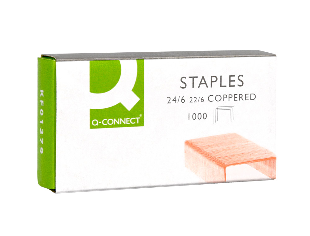 AGRAFES Q-CONNECT COBREADOS 22/6 CAIXA 1000 UNIDADES