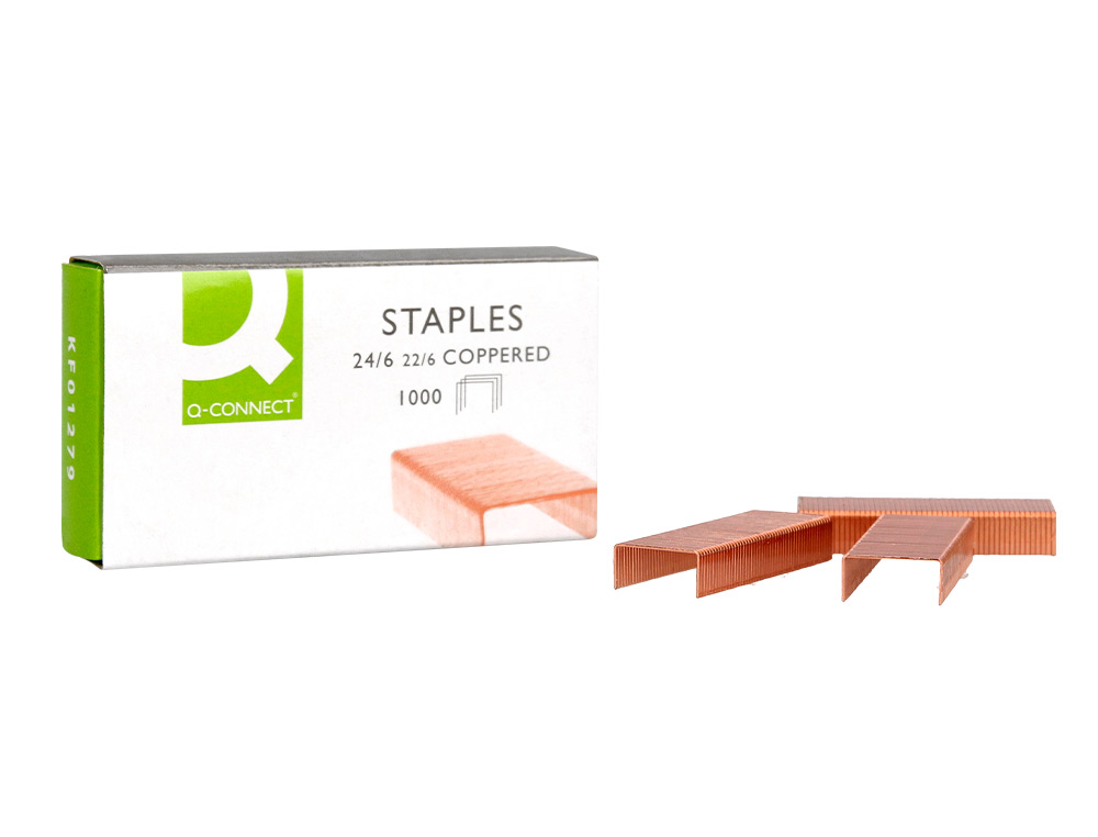 AGRAFES Q-CONNECT COBREADOS 22/6 CAIXA 1000 UNIDADES