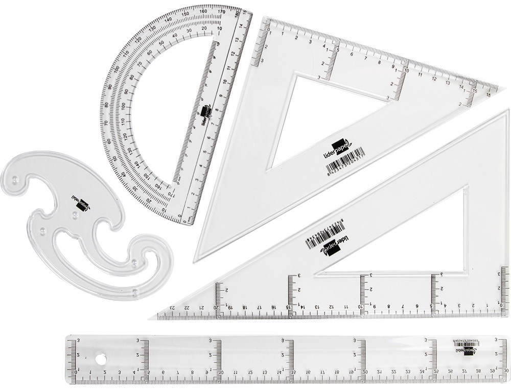 JOGO DE REGUAS CRISTAL LIDERPAPEL