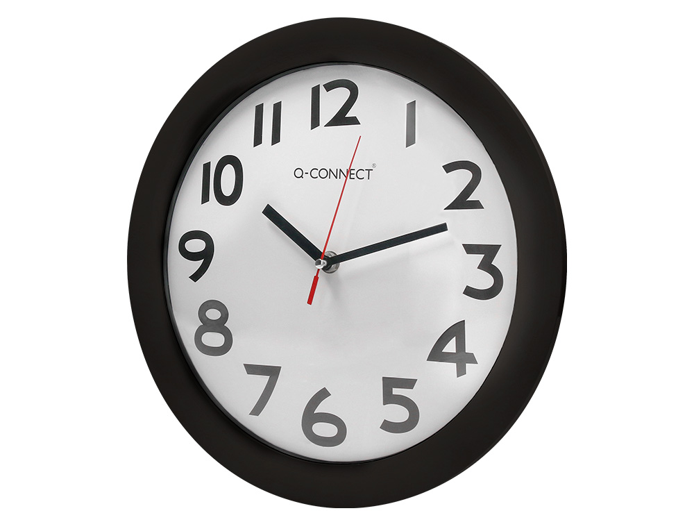 RELOGIO Q-CONNECT DE PAREDE REDONDO EM PLASTICO DIAMETRO 30 CM ARO PRETO