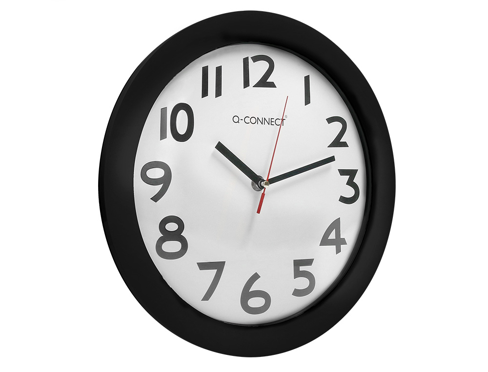 RELOGIO Q-CONNECT DE PAREDE REDONDO EM PLASTICO DIAMETRO 30 CM ARO PRETO