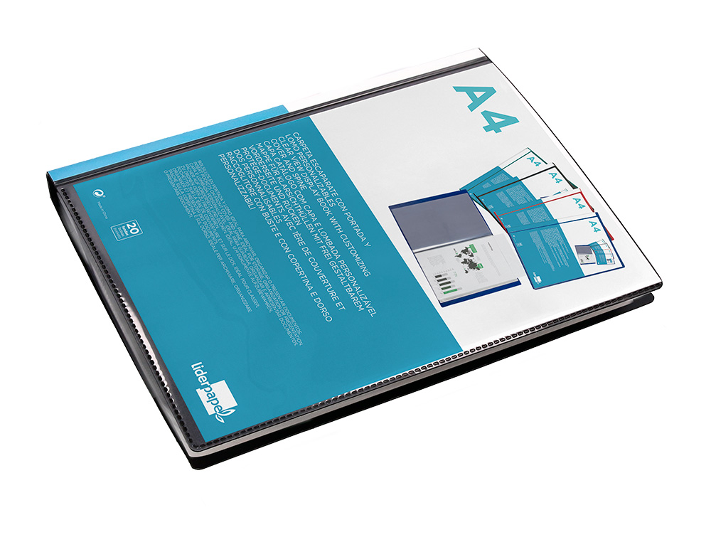 CAPA CATALOGO LIDERPAPEL 20 BOLSAS DIN A4 PRETO