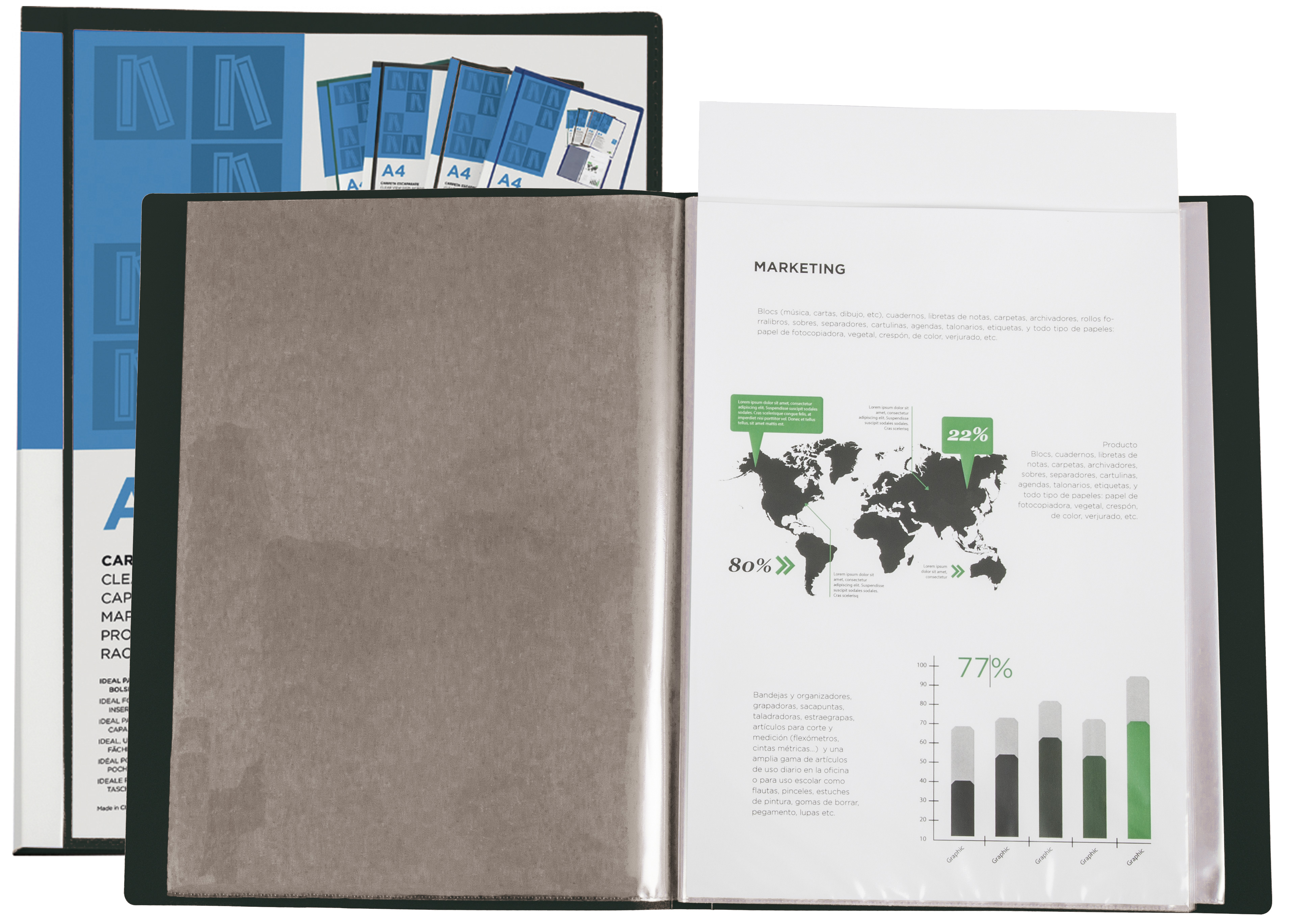 CAPA CATALOGO LIDERPAPEL 40 BOLSAS DIN A4 PRETO