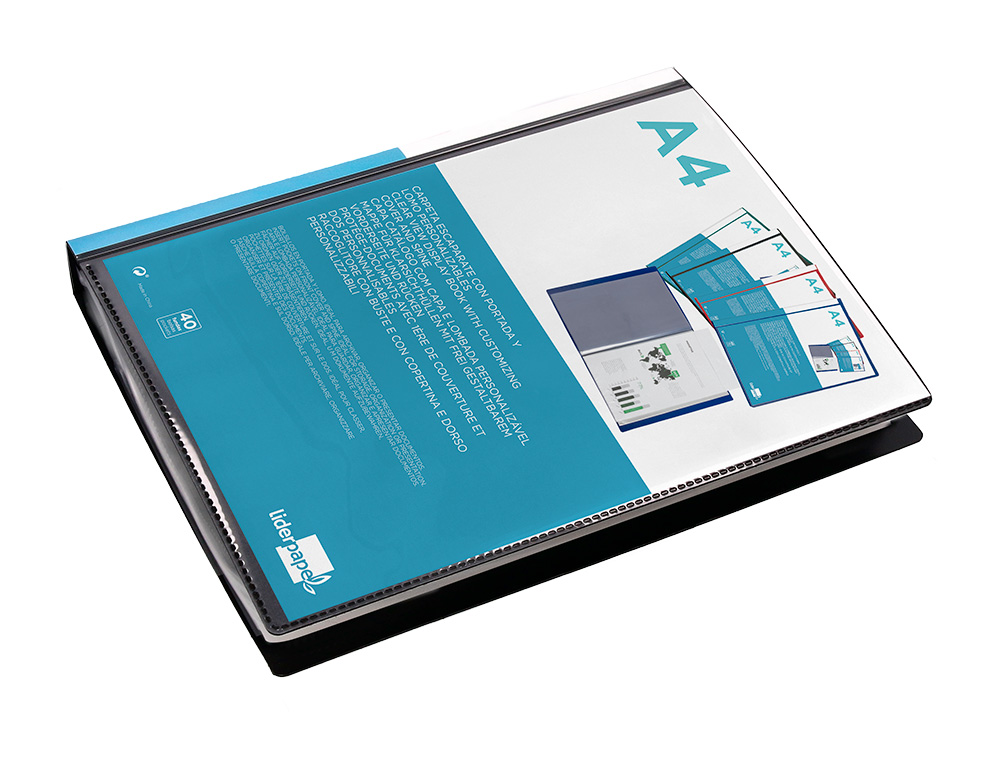 CAPA CATALOGO LIDERPAPEL 40 BOLSAS DIN A4 PRETO