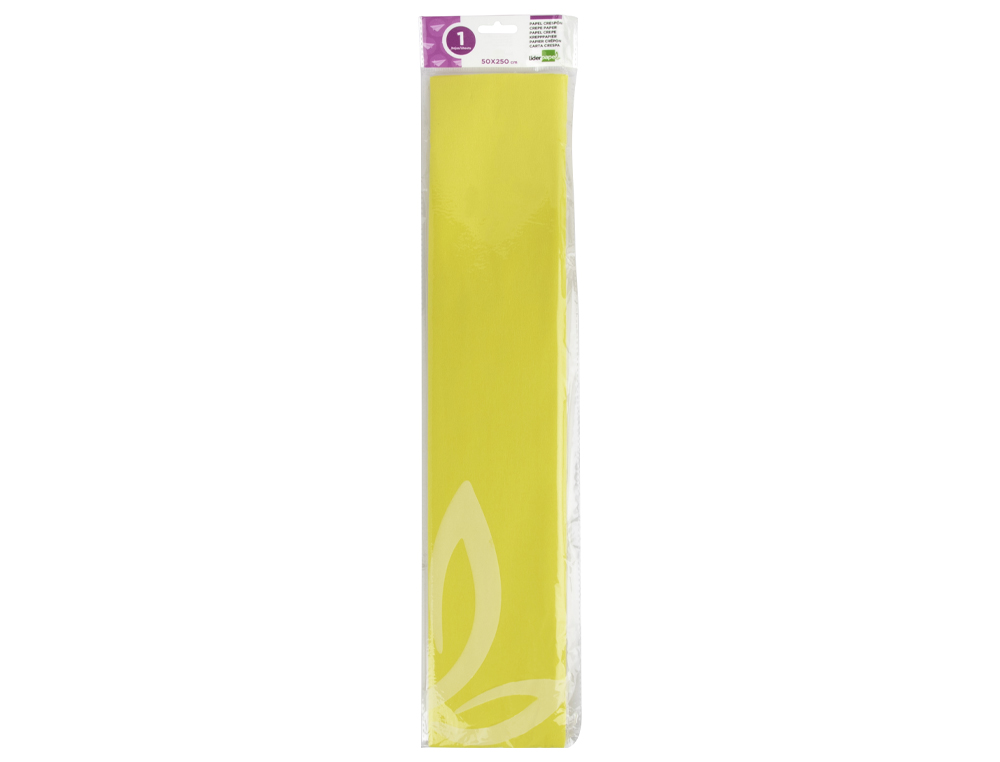 PAPEL CREPE EM CELOFANE LIDERPAPEL 50 CM X 2,5 M AMARELO CLASSICO