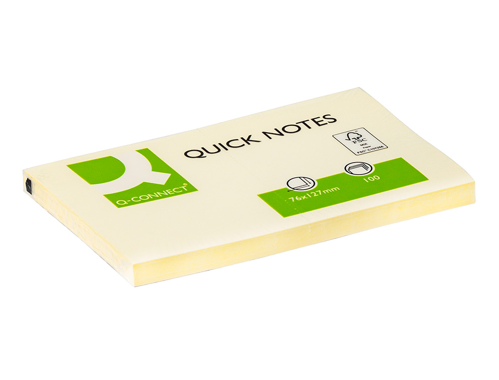 BLOCO DE NOTAS ADESIVAS Q-CONNECT AMARELO 76 X 127 MM COM 100 FOLHAS