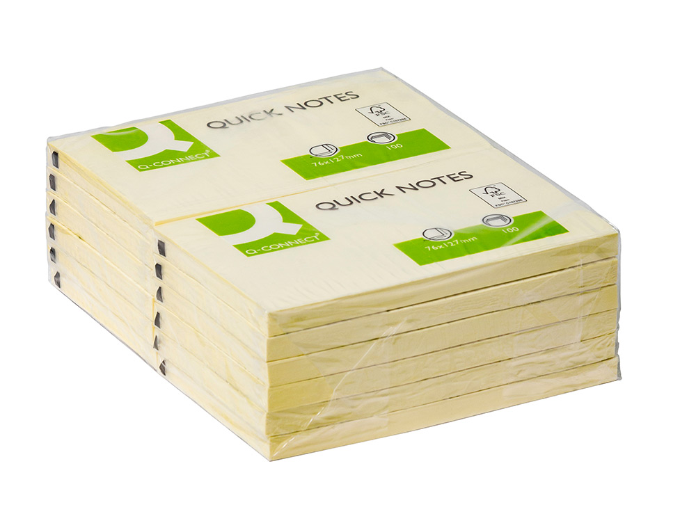 BLOCO DE NOTAS ADESIVAS Q-CONNECT AMARELO 76 X 127 MM COM 100 FOLHAS